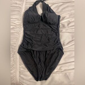 Black Halter One Piece Swimsuit